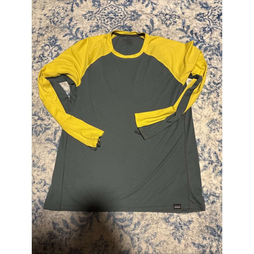 Patagonia Capilene Shirt Mens XL Yellow Cool Lightweight Base Layer Long Sleeve